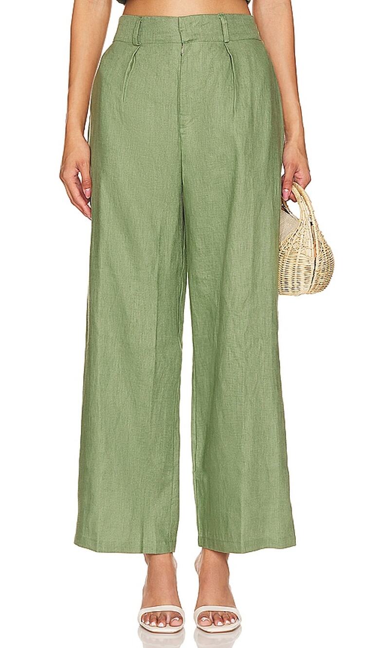 Faithfull The Brand Linen Green Ida Pants Size 4